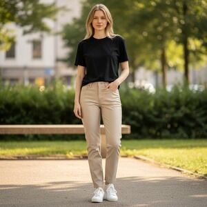 Kensie Jeans Womens Faux Leather Slim Pants Beige Cream High Rise Size 8/29 NEW
